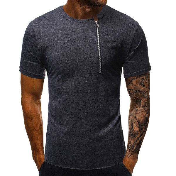 Tricou casual barbatesc cu element de fermoar in trei culori