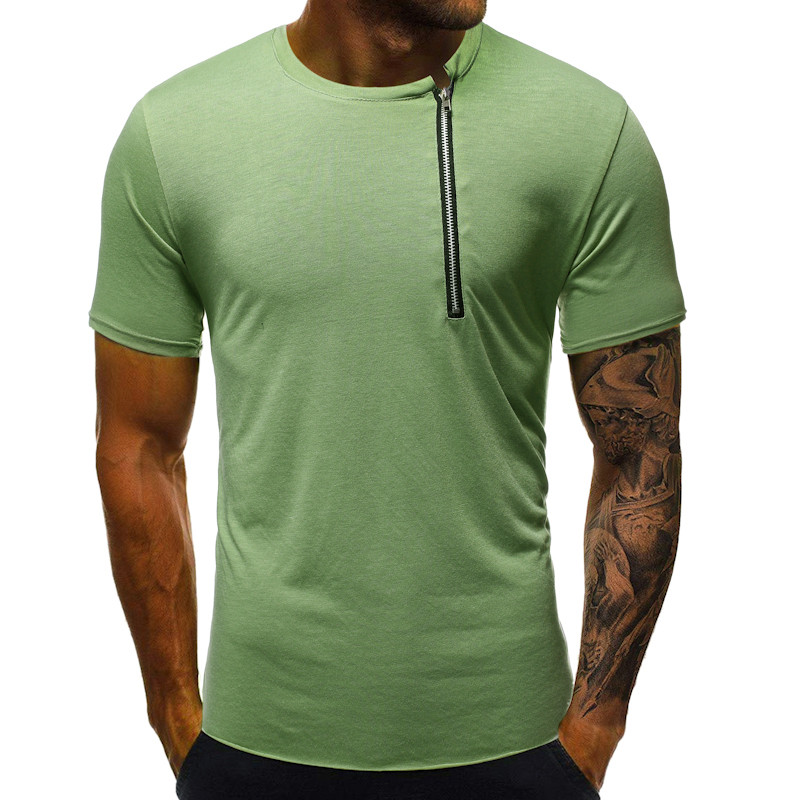 Tricou casual barbatesc cu element de fermoar in trei culori