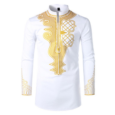 Cămașă elegantă pentru bărbați, cu mâneci lungi, cu aplicație în alb și negru