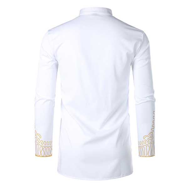 Cămașă elegantă pentru bărbați, cu mâneci lungi, cu aplicație în alb și negru