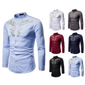 Cămașă elegantă pentru bărbați cu broderie în mai multe culori