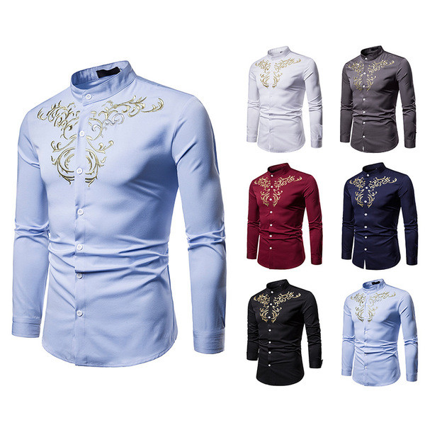 Cămașă elegantă pentru bărbați cu broderie în mai multe culori