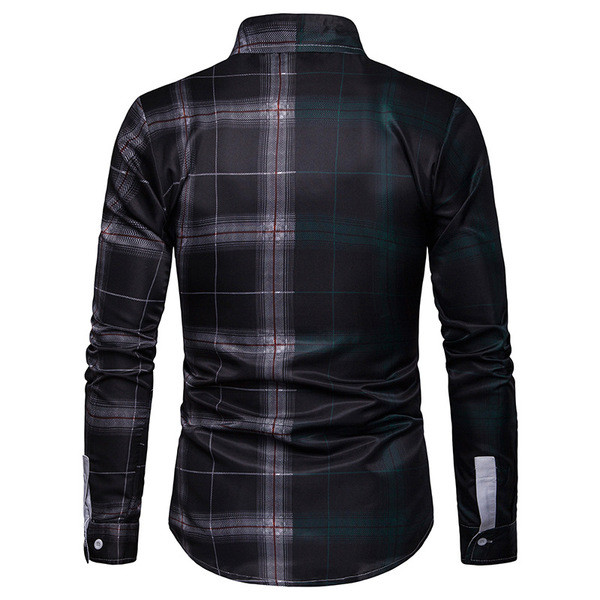 Мъжка карирана риза с дълъг ръкав и класическа яка в два цвята