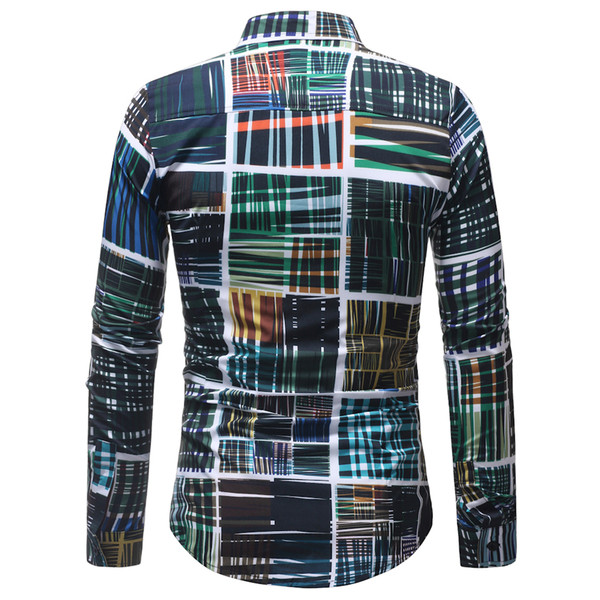 Мъжка многоцветна модерна риза с дълъг ръкав 