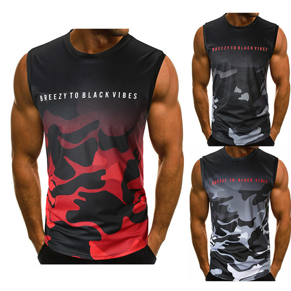 Maieu de camuflaj pentru bărbați cu inscripție în trei culori