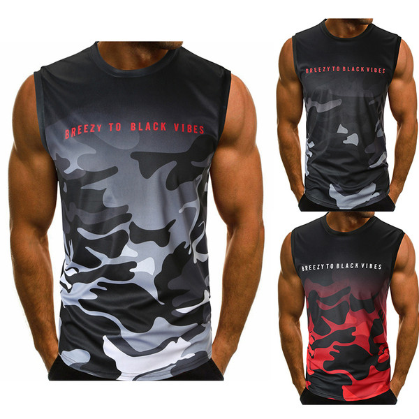 Maieu de camuflaj pentru bărbați cu inscripție în trei culori