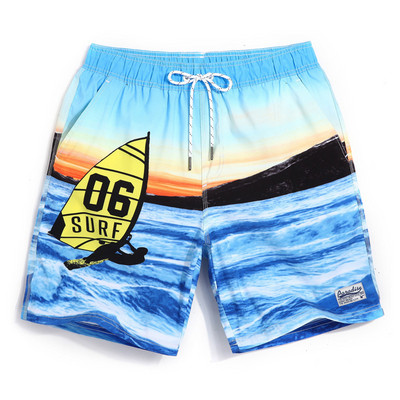 Мъжки бански с цветна апликация,връзки и ластик