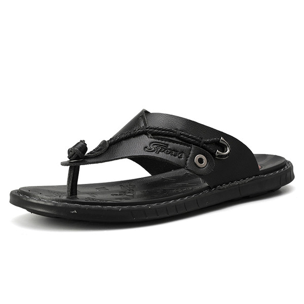 Papuci moderni pentru bărbați din piele ecologică în alb și negru