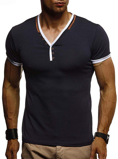 Tricou pentru bărbați cu mâneci scurte și decolteu în V