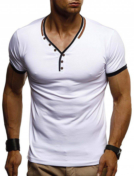 Tricou pentru bărbați cu mâneci scurte și decolteu în V