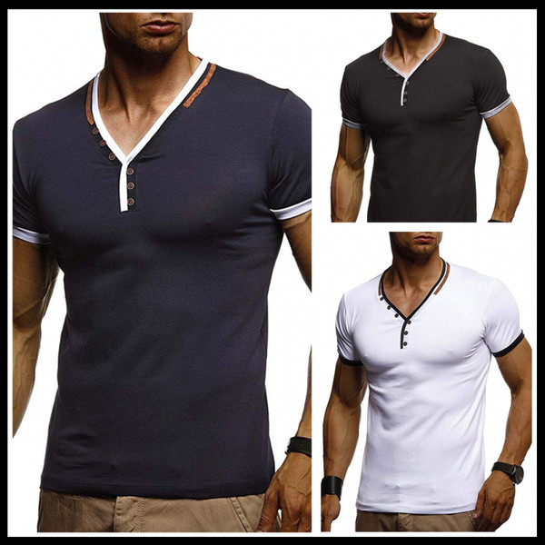 Tricou pentru bărbați cu mâneci scurte și decolteu în V