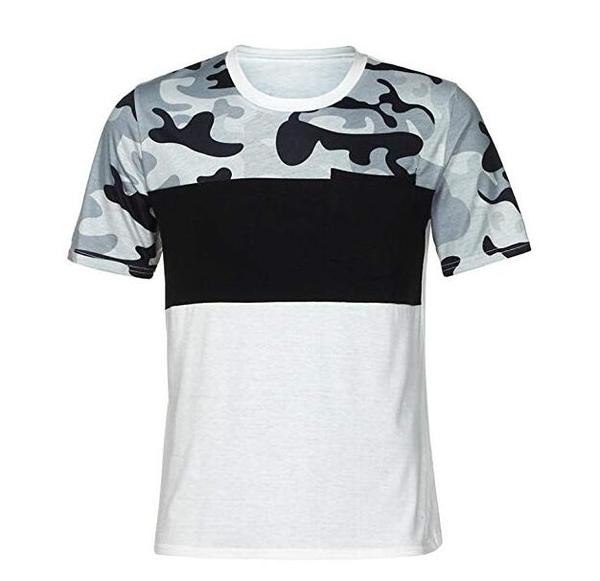 Tricou barbatesc cu model de camuflaj cu buzunar in mai multe culori