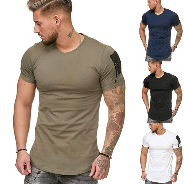 Tricou casual barbatesc cu maneci scurte si fermoar in mai multe culori