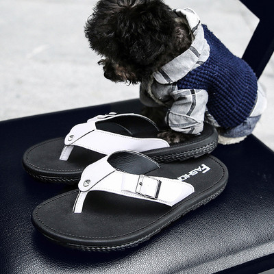 Papuci moderni pentru barbati cu catarama din imitatie de piele in trei culori