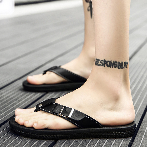 Papuci moderni pentru barbati cu catarama din imitatie de piele in trei culori