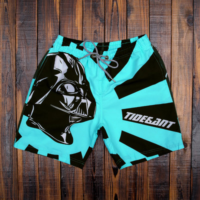 Модерни мъжки шорти подходящи за плуване с апликация и връзки