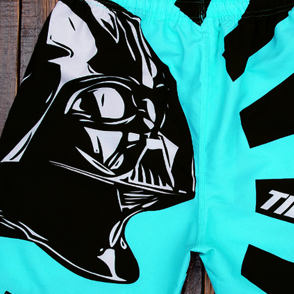 Модерни мъжки шорти подходящи за плуване с апликация и връзки