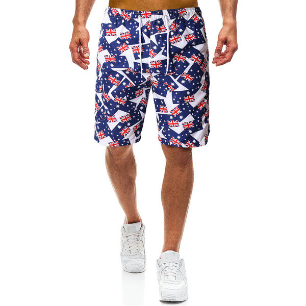 Плажни мъжки шорти с цветна апликаия