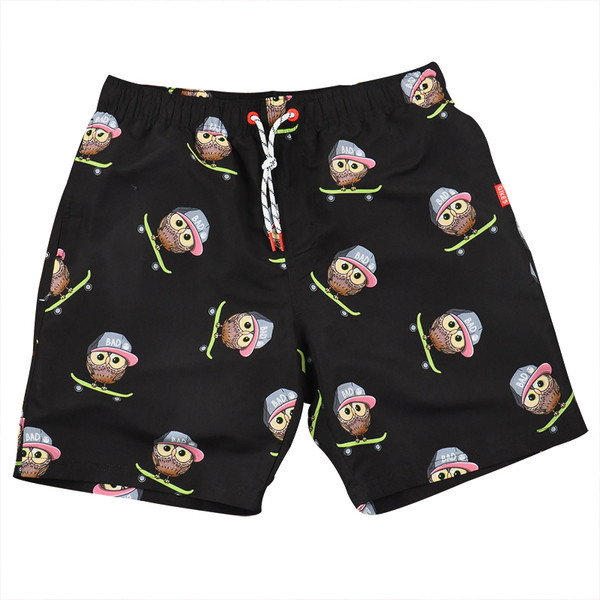 Costum de baie pentru bărbați cu elastic și aplicație în negru