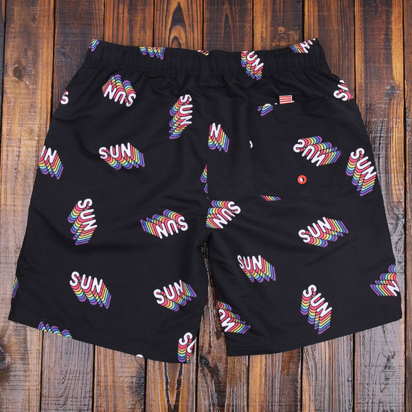 Къси мъжки панталони с връзки и ластик в черен цвят подходящи за плаж