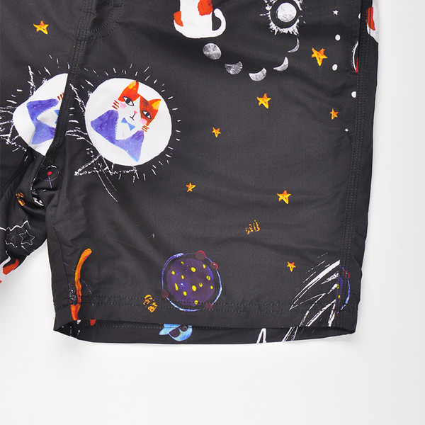 Pantaloni scurți casual pentru bărbați de culoare neagră cu șireturi-potriviți pentru plajă