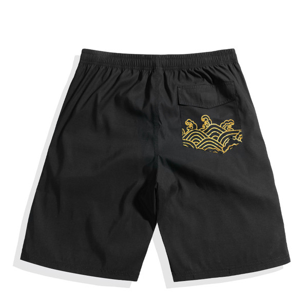 Costum de baie modern pentru bărbați, negru, cu cravate și aplicații