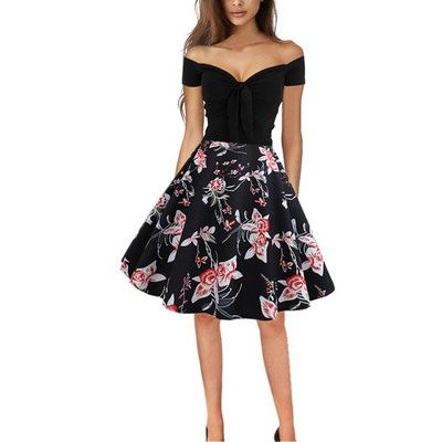 Rochie elegantă de damă, cu umerii goi și decolteu în V, în negru