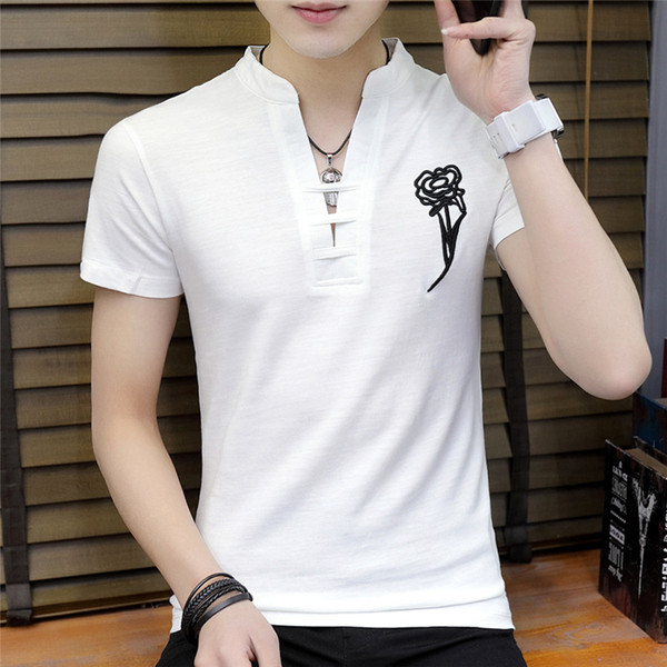 Tricou barbatesc modern in trei culori cu broderie