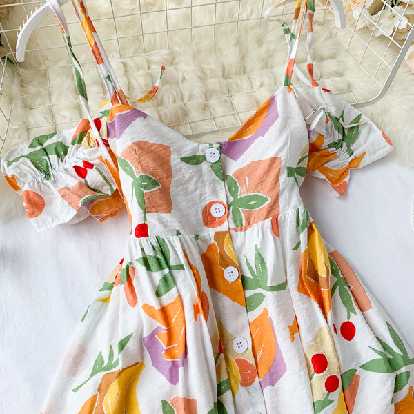 Rochie moderna de dama cu bretele si nasturi in doua culori