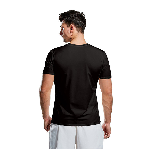 Tricou bărbătesc cu aplicație și mâneci scurte de culoare neagră