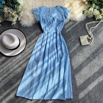 Rochie moderna de dama cu dantela si maneci scurte in diferite culori