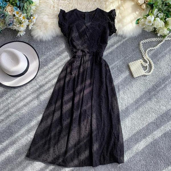 Rochie moderna de dama cu dantela si maneci scurte in diferite culori