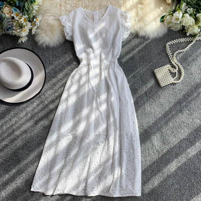 Rochie moderna de dama cu dantela si maneci scurte in diferite culori