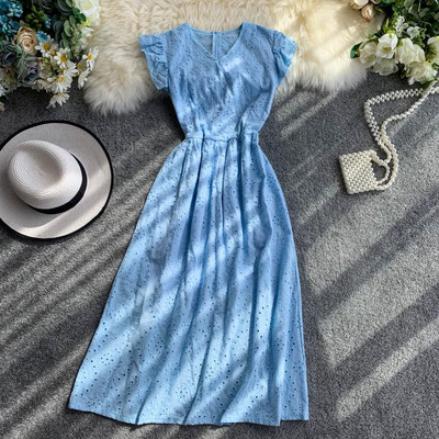 Rochie moderna de dama cu dantela si maneci scurte in diferite culori