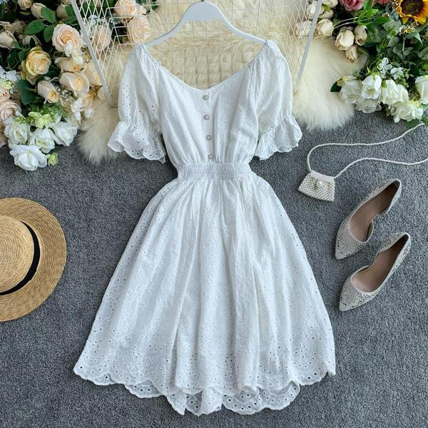 Rochie casual de dama cu maneci scurte si nasturi in alb, verde si galben