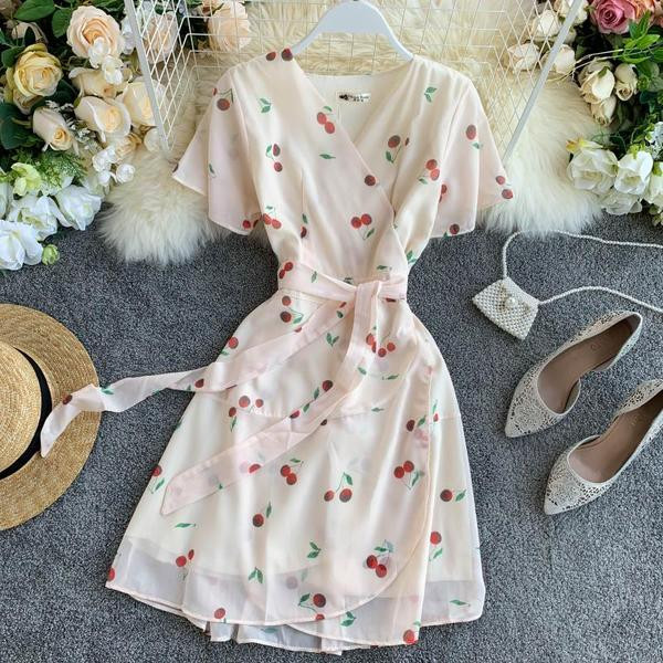 Rochie moderna de dama cu maneci scurte si cravate in trei culori