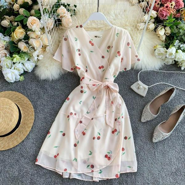 Rochie moderna de dama cu maneci scurte si cravate in trei culori