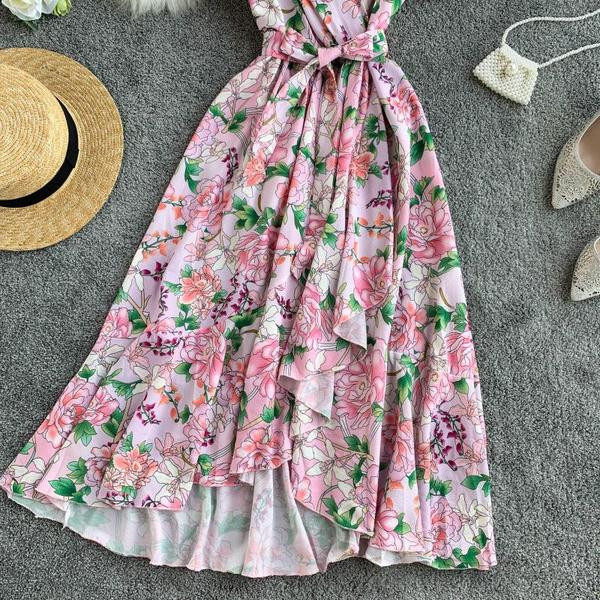 Rochie lunga de dama cu maneci scurte si panglica in doua culori