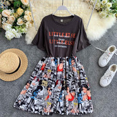 Rochie casual de dama cu maneci scurte in trei culori si aplicatie