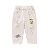 Blugi copii moderni pentru fete - alb cu aplicatie