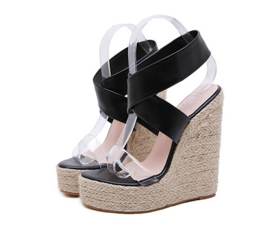 Sandale moderne de damă cu platformă în roz și negru