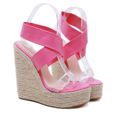 Sandale moderne de damă cu platformă în roz și negru