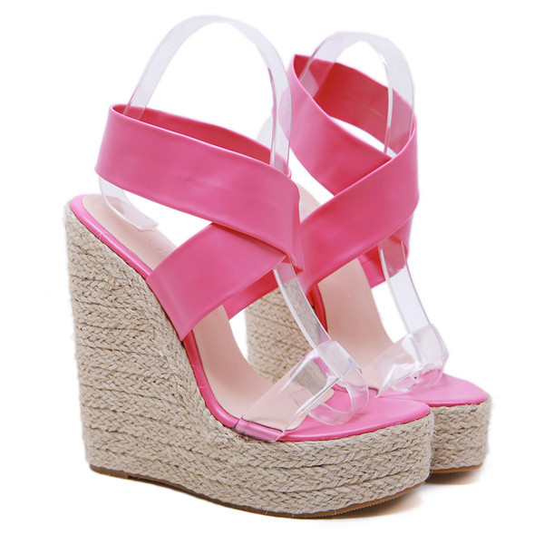 Sandale moderne de damă cu platformă în roz și negru