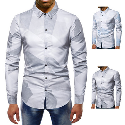 Мъжка елегантна риза с шарка в два цвята