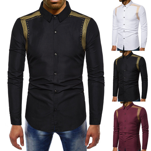 Cămașă pentru bărbați cu aplicație cu mâneci lungi în trei culori