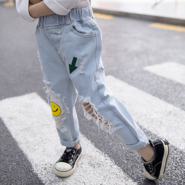 Blugi copii pentru fete - cu aplicatie si buzunare