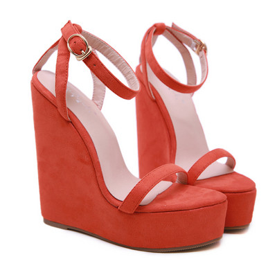 Sandale casual de damă cu platformă în negru și roșu