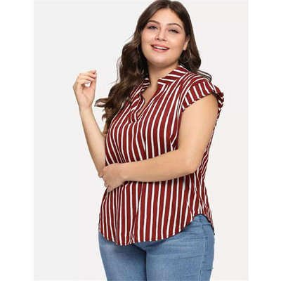 Cămașă casual de damă cu decolteu în V și mâneci scurte