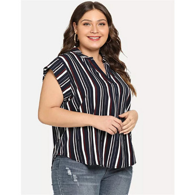 Cămașă casual de damă cu decolteu în V și mâneci scurte