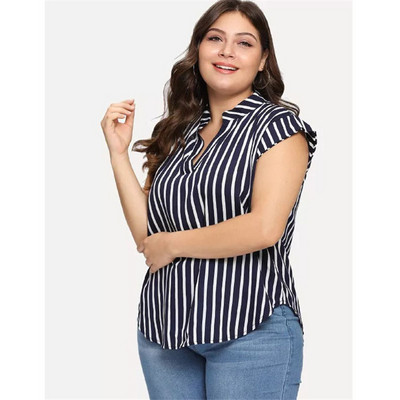 Cămașă casual de damă cu decolteu în V și mâneci scurte